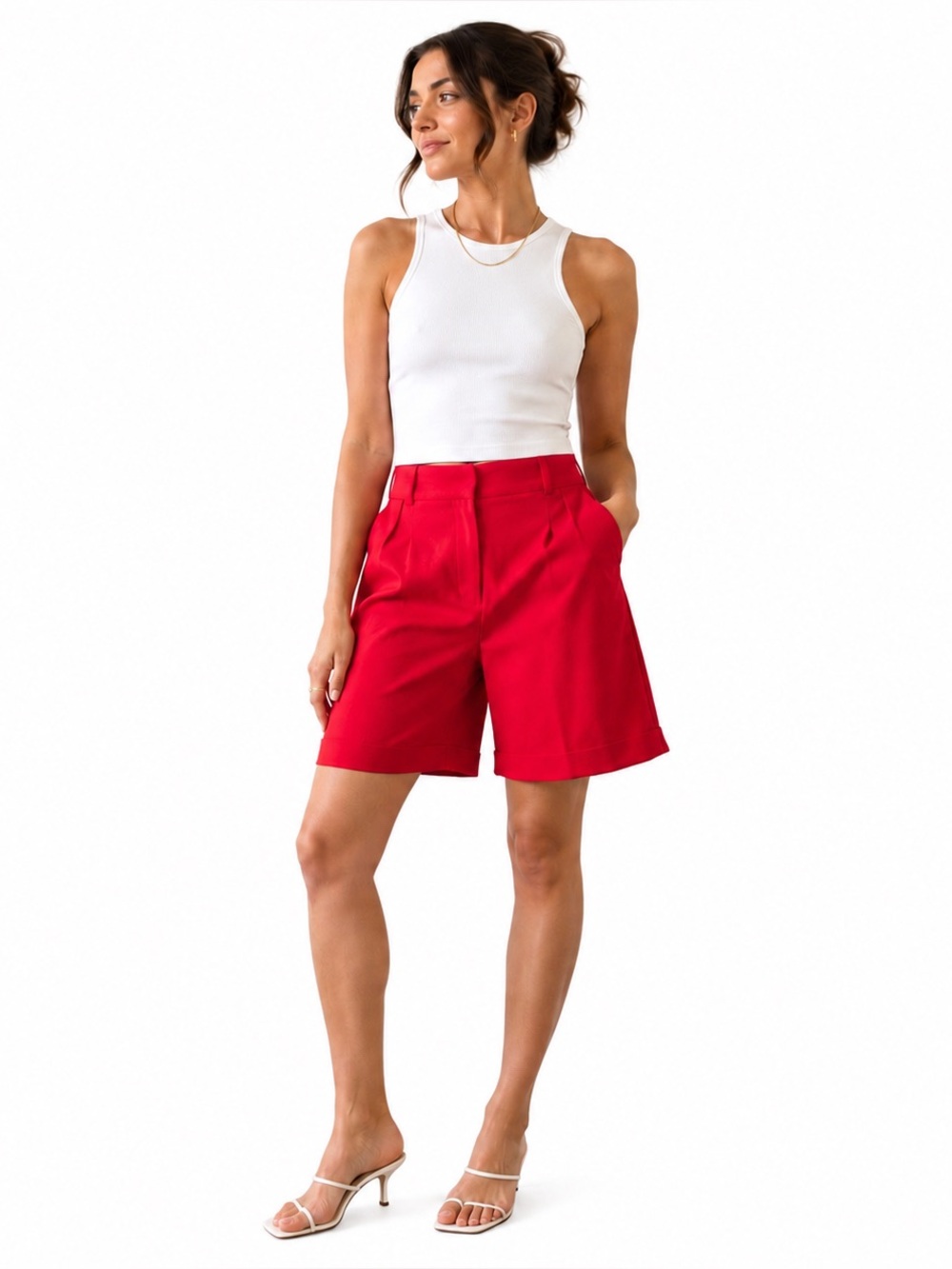 Forever 21 Pink Bermuda Shorts Cuffed Hem Slant Pocket Women’s Size Large